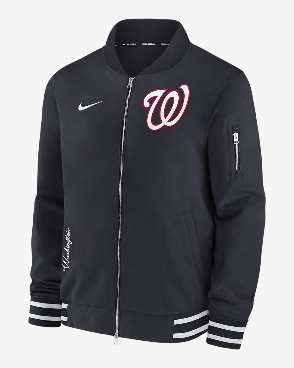 Washington Nationals Authentic Collection Men s Nike MLB Full Zip Bomber Jacket